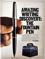 Parker 45 Pen Fountain Pen Vintage 1967 Ad Magazine Print Writing Instrument Ink