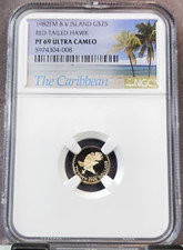 1982 B V ISLANDS GOLD 25 DOLLARS RED TAILED HAWK NGC PF 69 ULTRA CAMEO RARE
