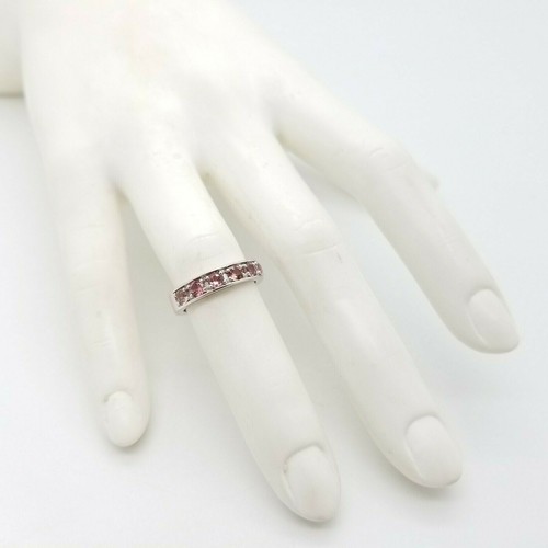 PJC Sterling Silver Pink & Purple Topaz Double Side Eternity Band Ring Size 5 - Imagen 3 de 11