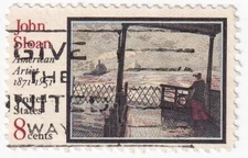 STAMP US SCOTT 1433 "John Sloan" 8 CENT 1971 USED FANCY CANCEL