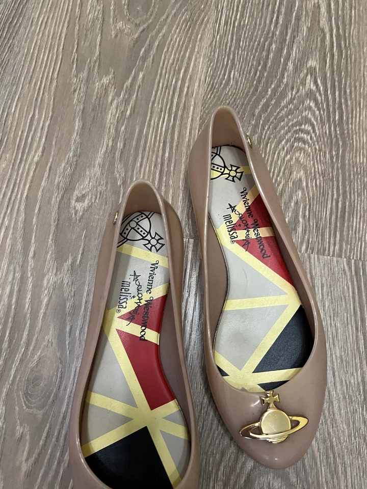 MELLISA VIVIENNE WESTWOOD ANGLOMANIA RUBBER BALLET GOLD LUX WOMAN FLATS SIZE 39 - Image 2 of 4