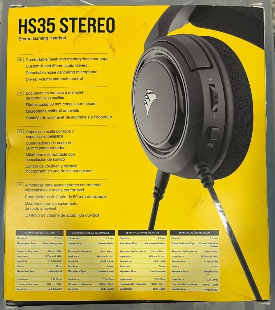 Corsair HS35 stereo gaming headset NEW Open Box PC mobile Xbox