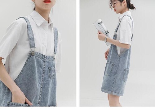 Women's Jeans Jumpsuits Denim Overalls Bib Shorts Suspenders Dungarees Rompers - Picture 9 of 14