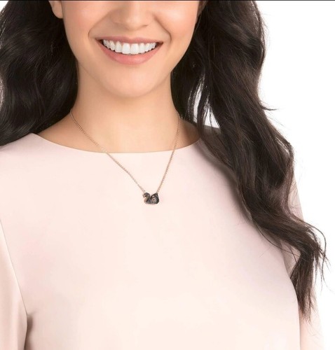 Swarovski Facet Swan Necklace 5281275 Black/Clear Reversible 38cm Pendant - Picture 4 of 9