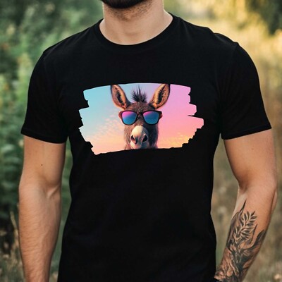 Men's Donkey Sunglasses Print Cotton T-Shirt Size XS to 5XL