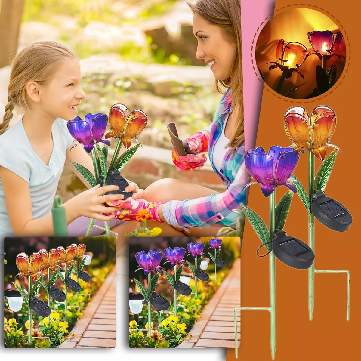 Glass on sale solar flowers
