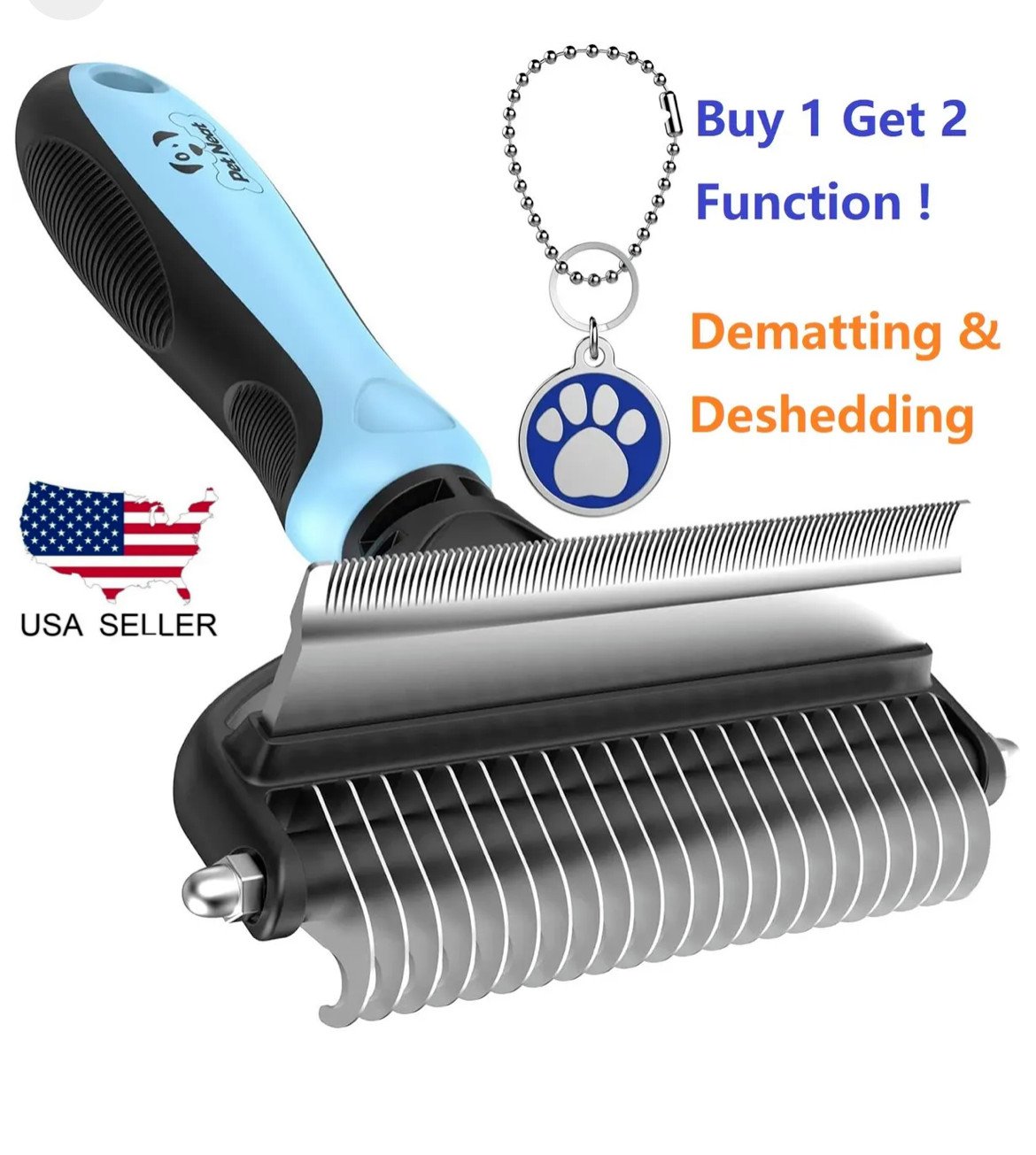LARGE 2 side Dog Shedding Brush  Dematting Pet Grooming Cat Hair Undercoat Rake