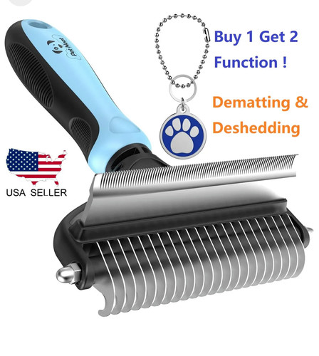 LARGE 2 side Dog Shedding Brush  Dematting Pet Grooming Cat Hair Undercoat Rake