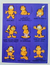 1978 Garfield Stickers Vtg Retro United Feature Syndicate 1 Sheet 4 1/2" x 6"