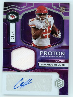 2020 Panini Elements Clyde Edwards Helaire Proton Patch RPA Auto Rookie #/47