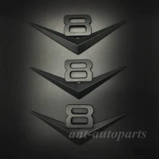 3pcs Car Black V8 Vintage Logo Chrome Trunk Metal Emblems Badge Decal Sticker