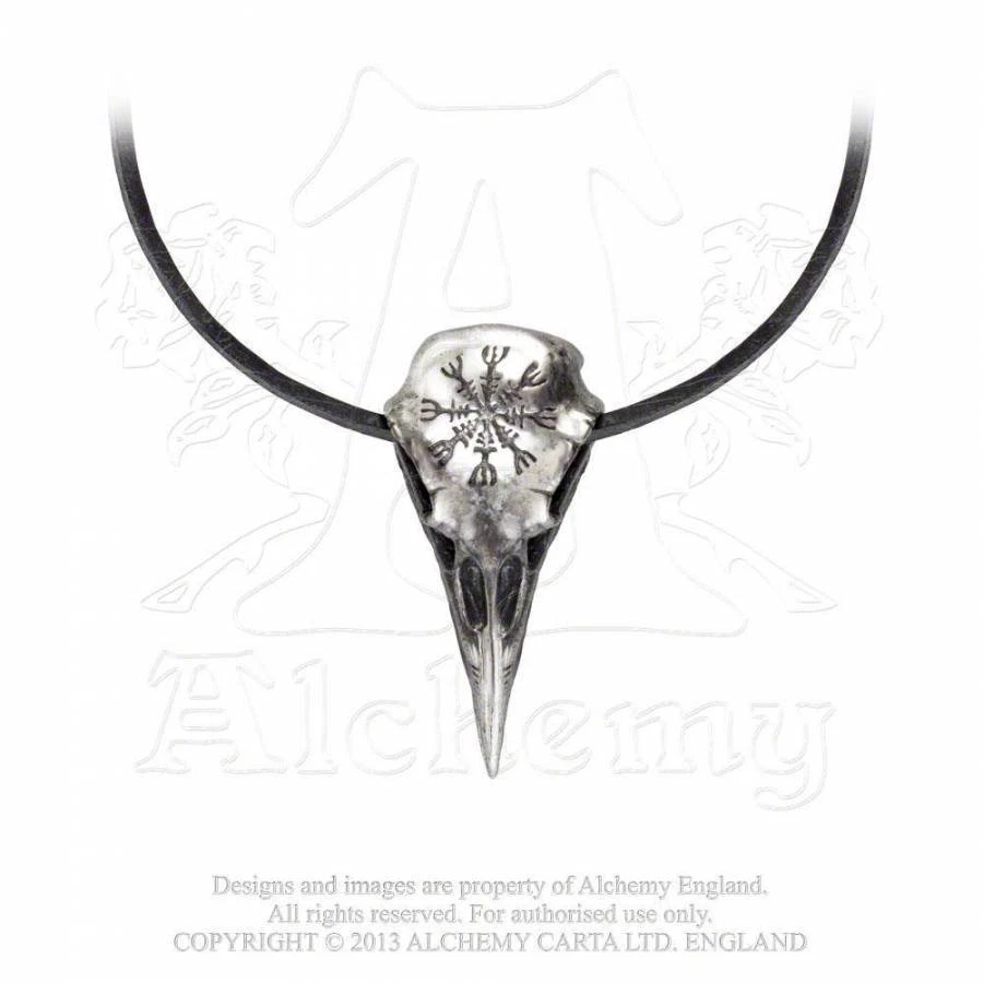 Alquimia Gótico Casco de Pavor Ravenskull Odín Colgante Cuero Cuervo Calavera P687 Nuevo con Etiquetas Foto 3 de 4