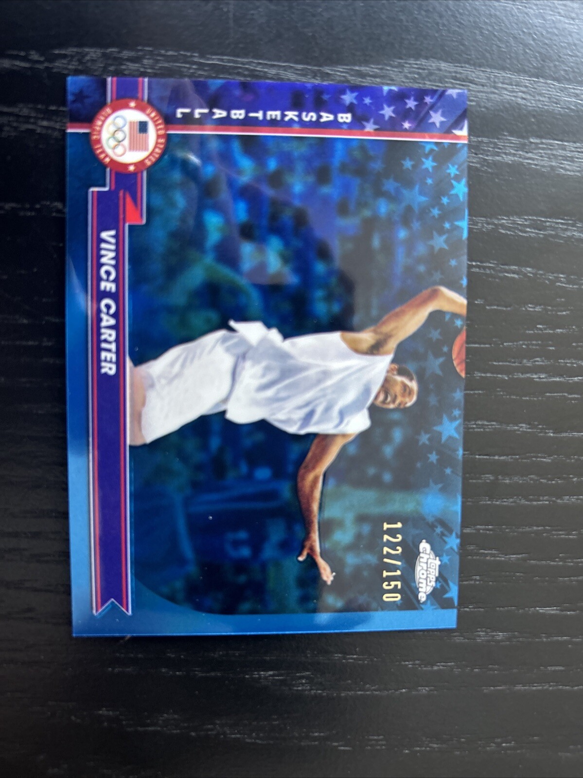 2004 Topps Chrome Olympic USA Vince Carter Blue Refractor /150 Basketball