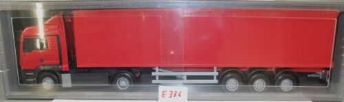 E336 EMEK 82096 MAN TG-S Box Van Semitrailer rot 1:25 in OVP - Afbeelding 1 van 1
