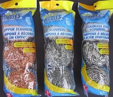 COPPER ZINC-STEEL STAINLESS-STEEL SCOURERS Pot Pan Grill Stove Scourer 3 Pads/Pk
