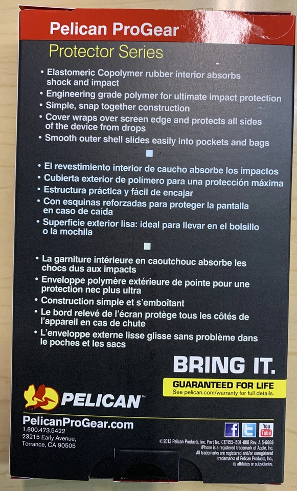 Funda Protectora Pelican CE1150 Serie Progear iPhone 5/5S/SE 1ª 2016 Negra/Gris Foto 2 de 4