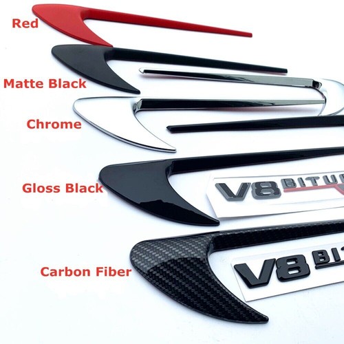 2Pcs Chrome Vent Fender V8 Biturbo 4Matic+ Sticker Emblem Fit For Benz AMG W213 - Picture 7 of 11