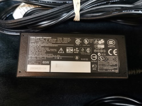 Compaq HP Laptop AC Adapter 18.5V 3.5A Charger 65W Power Supply Cord - Picture 2 of 6