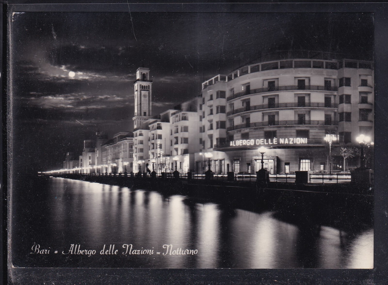 Cartolina Bari Albergo delle Nazioni Notturno R431