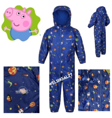 BNWT REGATTA GEORGE PIG SPACE ALL IN PUDDLESUIT RAIN COAT AGE 2-3 BLUE  PEPPA UK