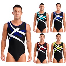 Men Bodysuit Biketards Jumpsuits Activewear Leotard Sleeveless Exercise Yoga