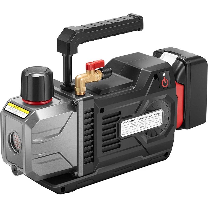 1/4HP 2CFM Lithium-Ion 2 Stage HVAC Vacuum Pump R32 R1234yf R134a R410a Systems
