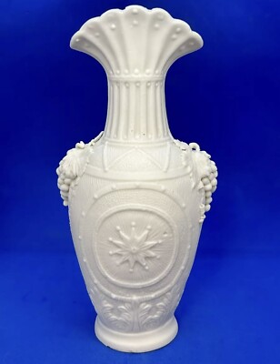 Antique Parian Ware Ten Point Star Decorative White Porcelain Vase c 1835-1855