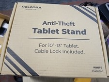 NEW VOLCORA ANTI-THEFT TABLET STAND 10"-13" TABLET W/CABLE LOCK Color: WHITE