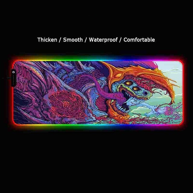 RGB LED Gaming Mouse Pad - Durable Rubber Desk Mat for Keyboards & Mice  