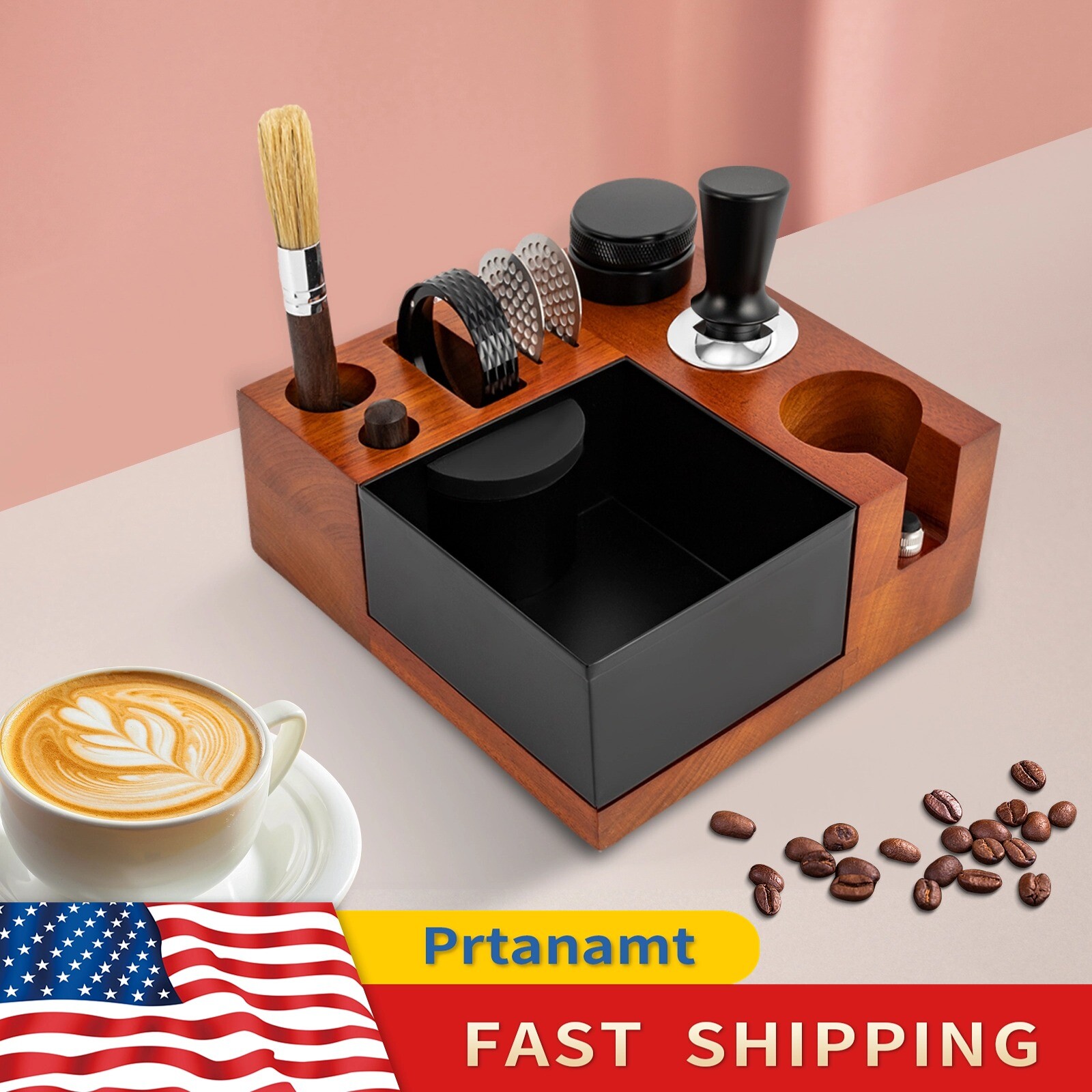 8 In 1 Espresso Knock Box 2.12Inch Coffee Grounds Knock Box w/ Accessories