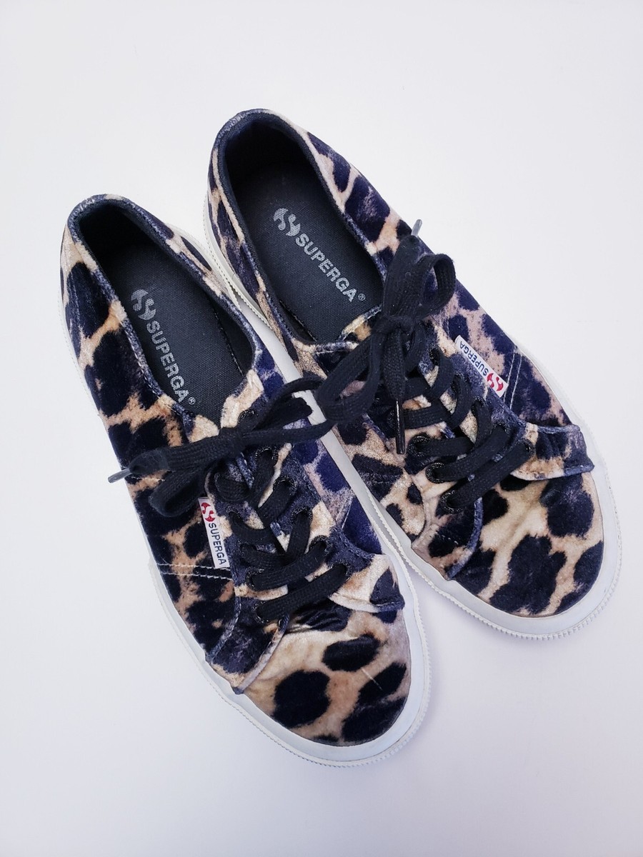 Superga Shoes EU 39 Brown Black Animal Print Velvet Sneakers Womens  CLEARANCE