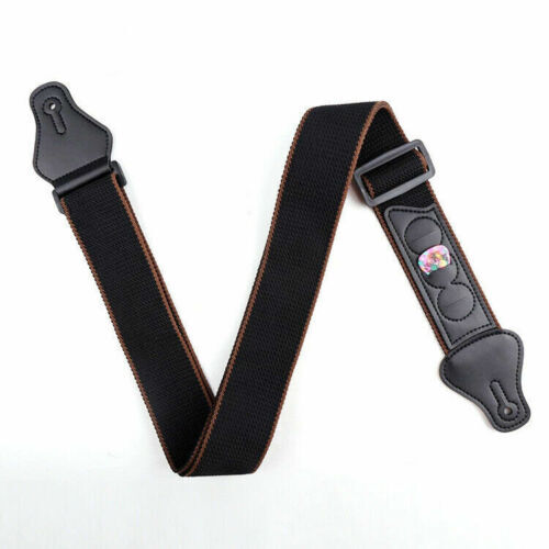 Gitarrengurt Nylon Plektrum Halter Schwerlast Gurtschloss für Elektro-Akustik BK - Bild 5 von 6