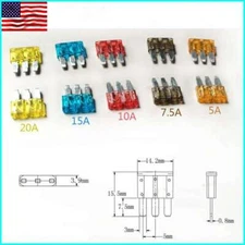 25-100PCS Micro3 3 Prong Blade Fuses Assortment Kit Set 5A 7.5A 10A 15A 20A