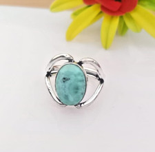 Blue Larimar Pectolite Gemstone Ring 925 Sterling Silver Handmade Jewelry