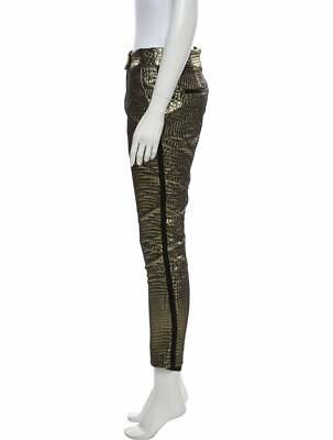 Rachel Zoe Skinny Leg Cigarette Pant Sz 0 Gold Animal Print Black Tuxedo Stripe