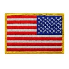 AMERICAN FLAG PATCH embroidered iron-on REVERSE USA EMBLEM UNIFORM LEFT FACING