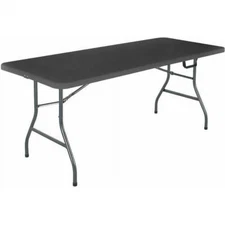 14678BKH1 6 Foot Centerfold Folding Table - Black