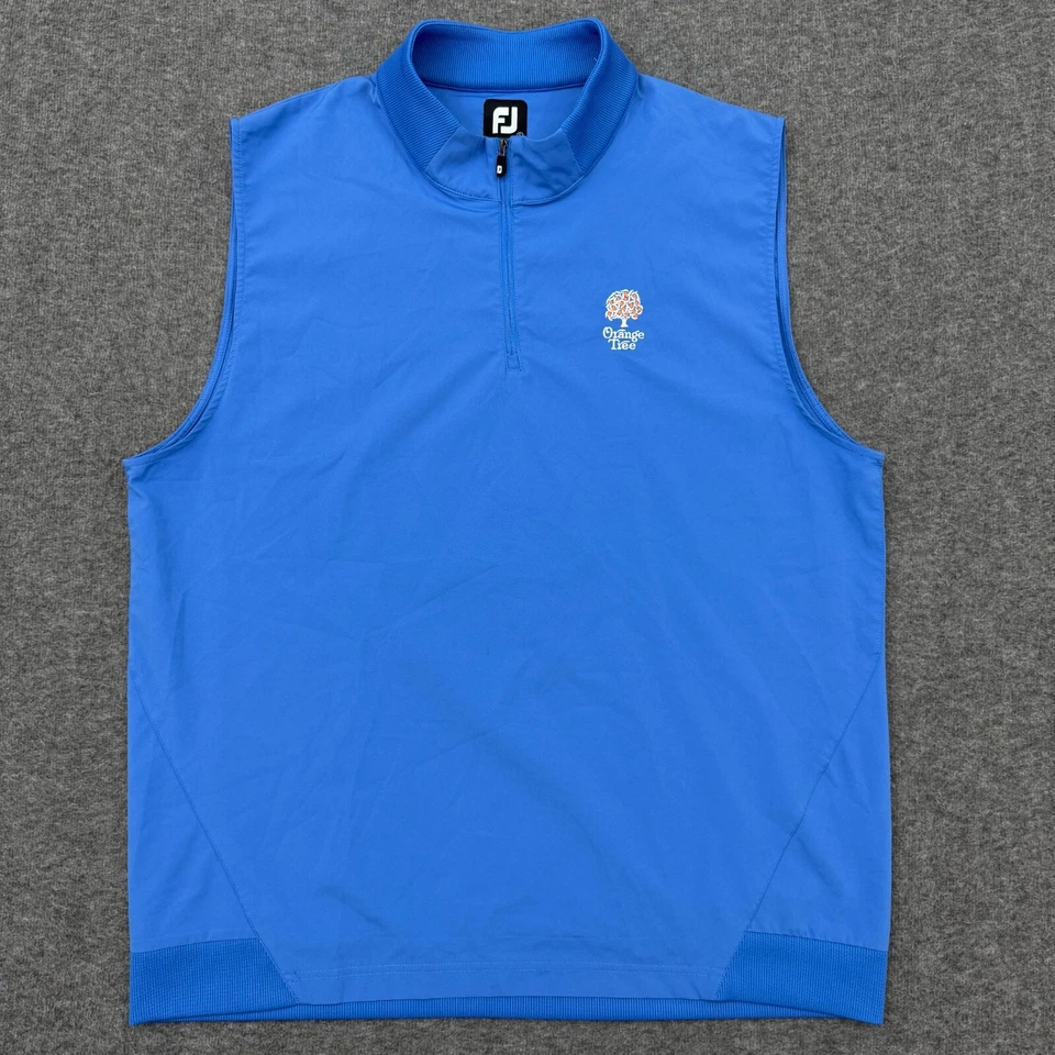 Мужской жилет FootJoy большой синий оранжевый дерево клюшка для гольфа пуловер ветровка на молнии 1/4 - Изображение 4 из 4