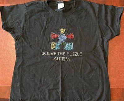 Autism Awareness Bedazzled Solve The Puzzle T-Shirt Size Medium