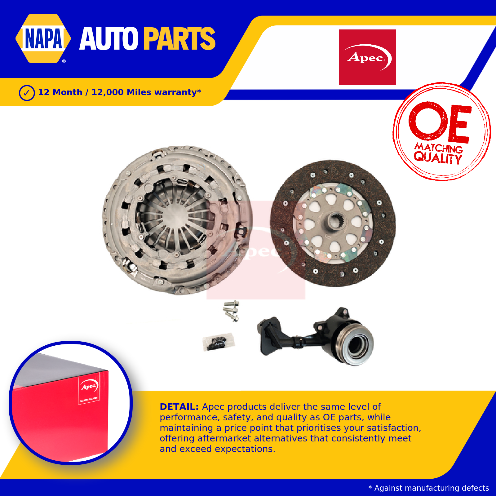 Clutch Kit 3pc (Cover+Plate+CSC) 240mm ACL1388 Apec 1352894 1352895 1352896 New