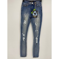 Indigo Rein Womens Blue Ankle Distressed Denim Jeans NEW Size 0 W23 L29