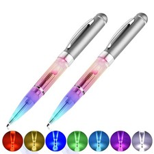 Pen with Light, 2 Pieces Lighted Up Pen, Battery Powered Light Color Changing...