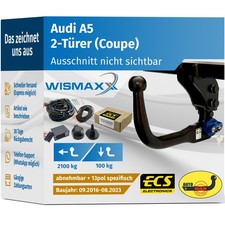 ANHÄNGERKUPPLUNG vert. abnehmbar für Audi A5 F53, F5P 16-23 +13pol E-Satz ECS