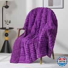 Cottonblue 15lbs Weighted Blanket Bubble Fleece Plush Sherpa Heavy Washable