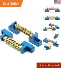 Durable 2Pcs Electrical Grounding Bars - Screw Terminal Block for Easy Install