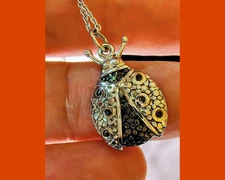 FAS 925 Sterling Silver Ladybug Necklace – Black Diamond Accent, NWT JTV w/ Box