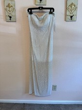 Sequin white strapless dress, bridal gown, formal event