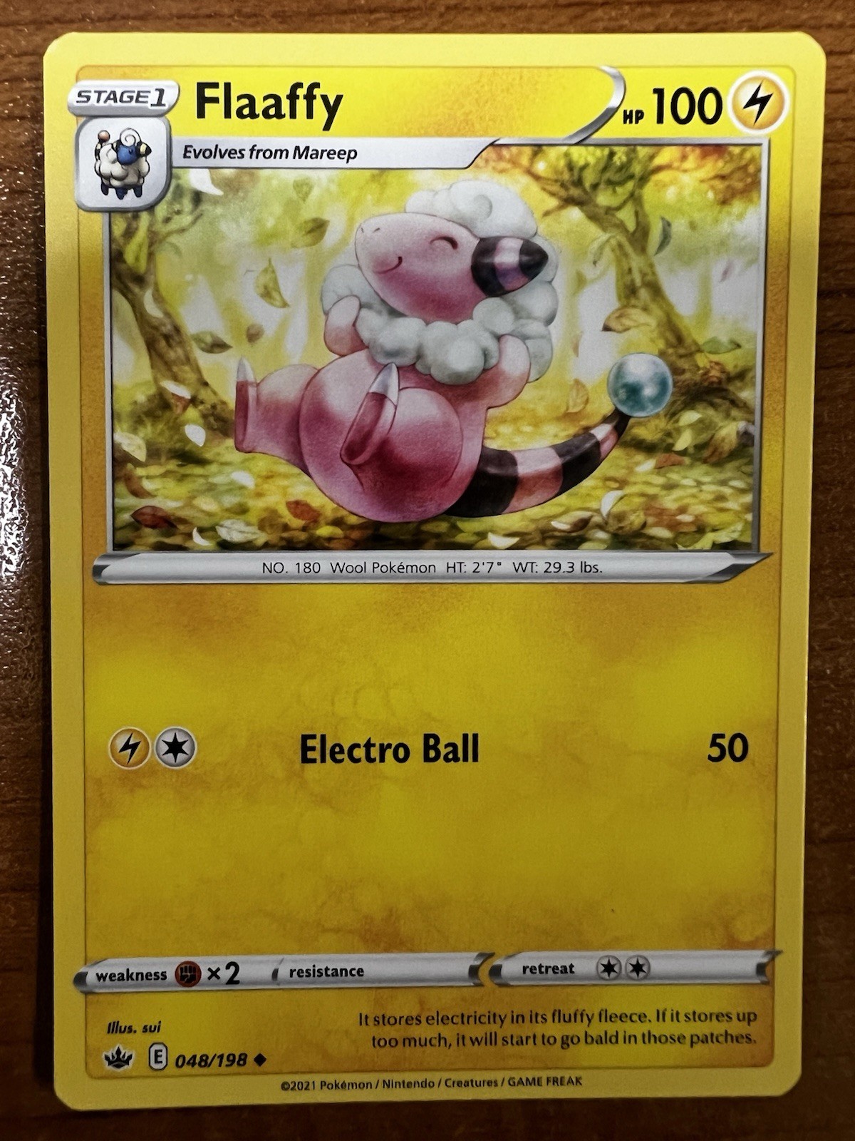 2021 POKEMON TCG COMMON BASE CARD CHILLING REIGN FLAAFFY 048/198