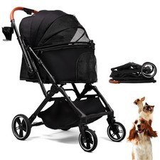 Bicystar Pet Stroller Jogging All Terrain 4 Wheels 45lbs Black