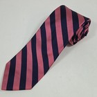 Brooks Brothers Repp Tie Navy Blue & Pink Striped Silk Necktie 60" x 3.25" USA